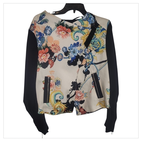 River Island Baroque Floral Asym Zip Statement Jacket UK14 M - Picture 3 of 9